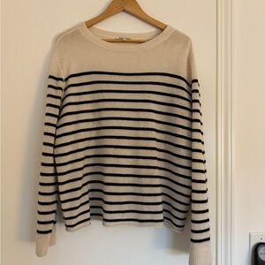 Reformation Cashmere Black and Cream Striped Sweater